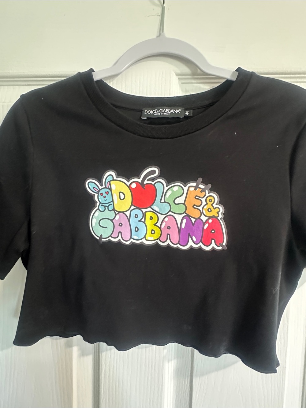Dolce & Gabbana Black Kids Short Sleeve Tee with Multicolor Logo Graphic